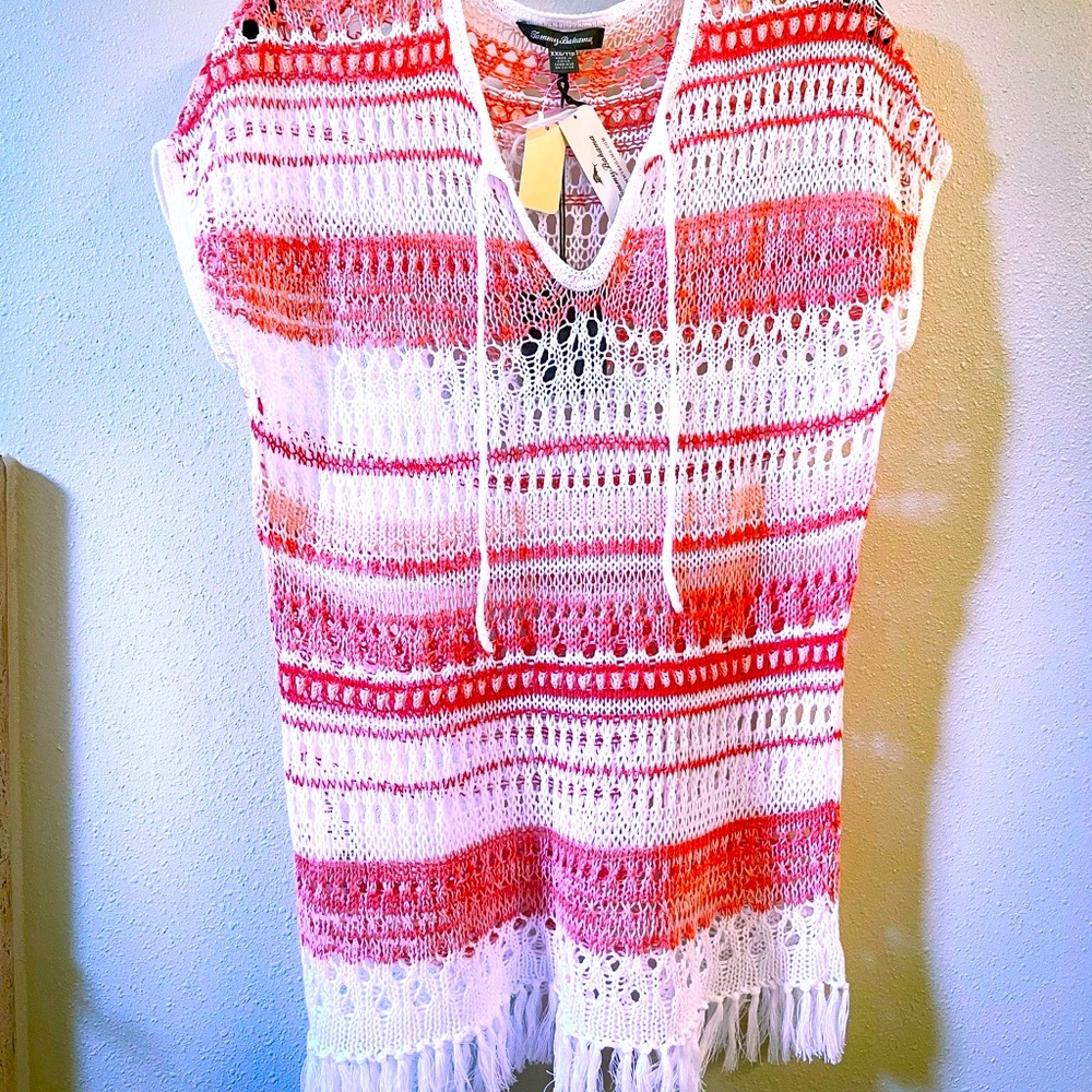 Tommy Bahama Amaranth Crochet Pullover